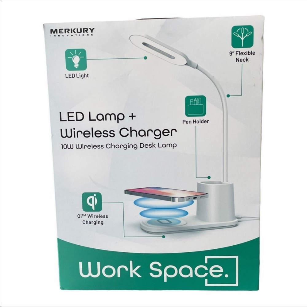 Merkury Innovations 9" Desktop Pen Organizer LED Lamp + Wireless Charger